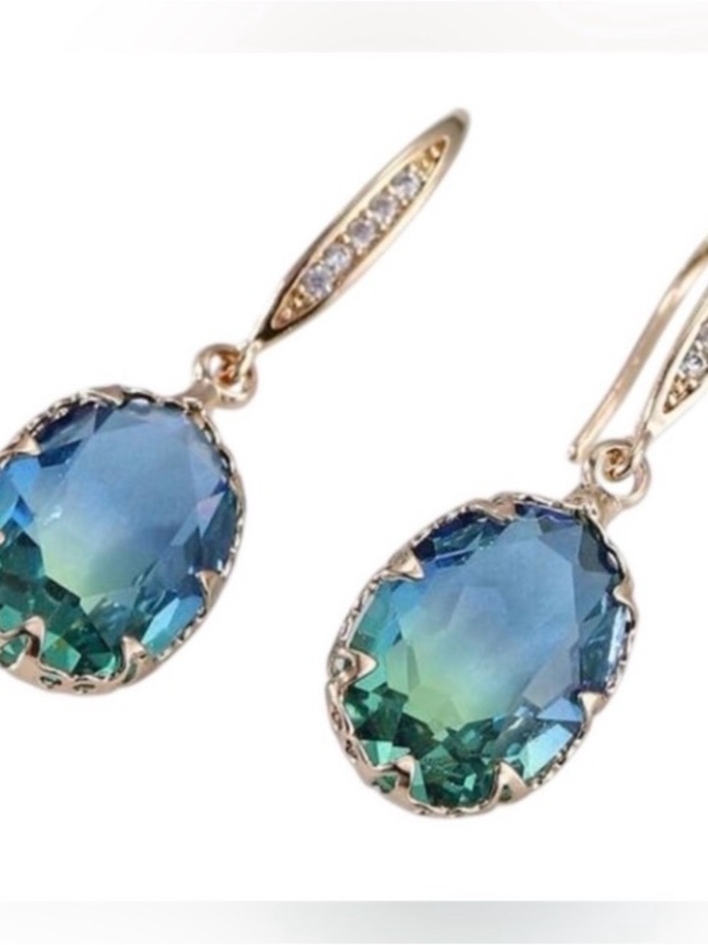 New Gorgeous Oval Tourmaline CZ Drop Earrings